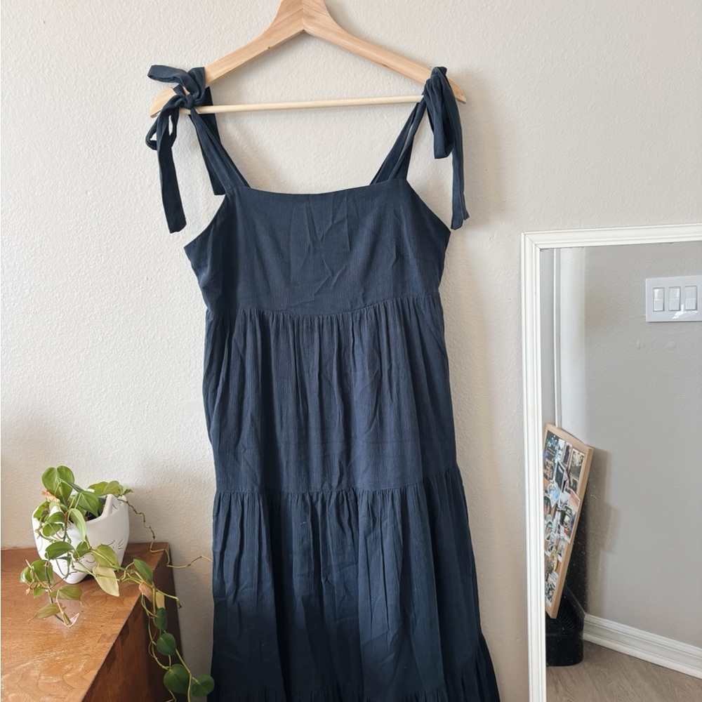NWT Madewell | blue tiered sleeve tied maxi dresss